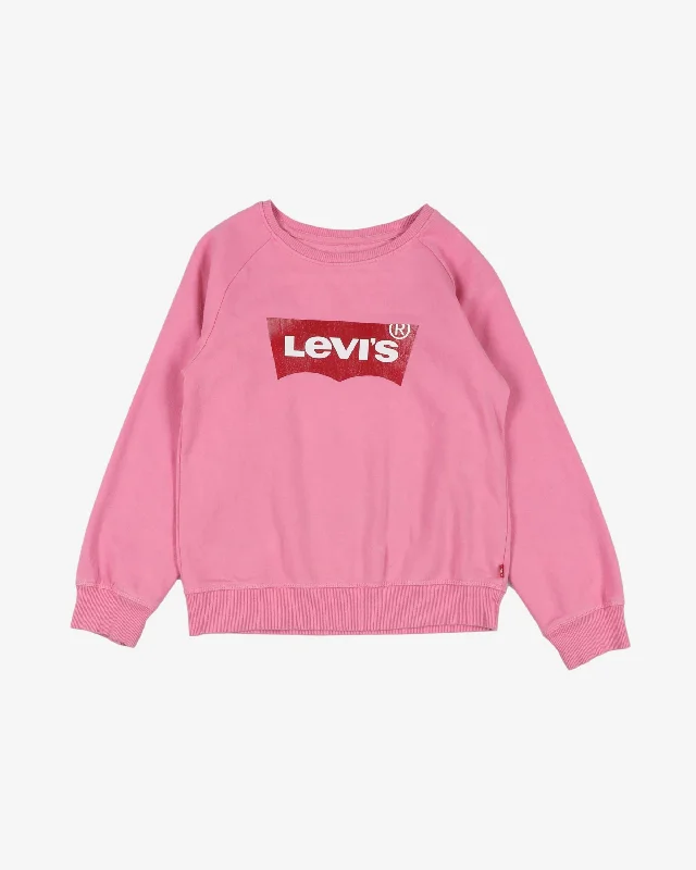 Levis pink red batwing logo printed sweatshirt - xs Hoodie with Embroidery Detailed Premium Levis pink red batwing logo printed sweatshirt - xs Hoodie with Embroidery Detailed Premium