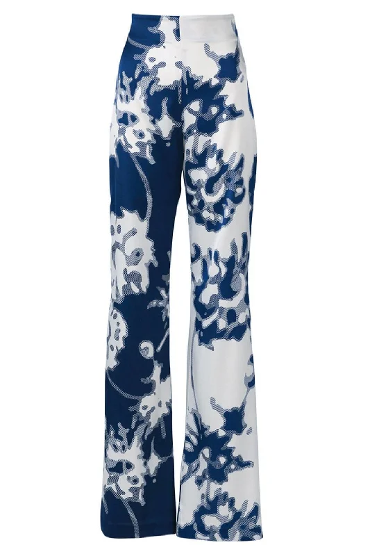 Andie Pant - Indigo Floral Trendy Palazzo Pants