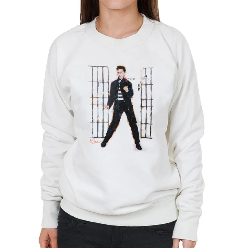 Sidney Maurer Original Portrait Of Elvis Presley Dark Jailhouse Rock Women's Sweatshirt Hoodie with Turtle Neck Cozy Winter Sidney Maurer Original Portrait Of Elvis Presley Dark Jailhouse Rock Women's Sweatshirt Hoodie with Turtle Neck Cozy Winter