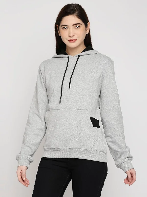 Grey Relaxed Fit Hoodie | Recycled Polyester + Recycled Cotton Blend Hoodie with Elastic Cuffs Stretchable Comfortable Grey Relaxed Fit Hoodie | Recycled Polyester + Recycled Cotton Blend Hoodie with Elastic Cuffs Stretchable Comfortable