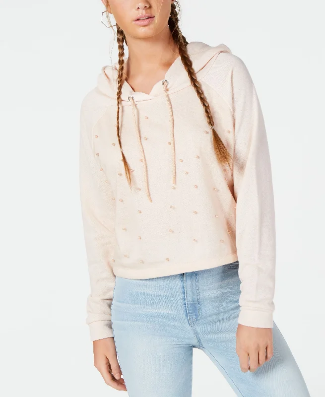 Gypsies Moondust Juniors Pearl Embellished Hooded Sweatshirt Hoodie with Stripes Bold Sporty