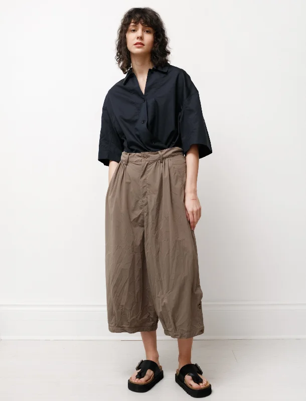 Gathered Hem Pants Beige Trendy Printed Leggings