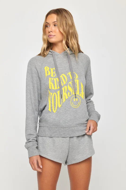 Spiritual Gangster Be Kind Harper Crop Hoodie - Heather Ash Hoodie with Hem Patch Decorative Personalized Spiritual Gangster Be Kind Harper Crop Hoodie - Heather Ash Hoodie with Hem Patch Decorative Personalized