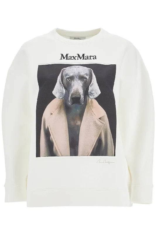 Wegman Printed Sweatshirt  - White Hoodie with Velcro Closure Adjustable Secure