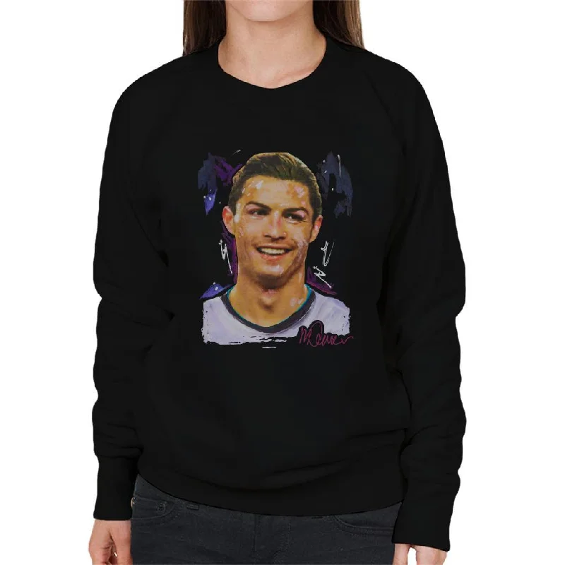Sidney Maurer Original Portrait Of Cristiano Ronaldo Closeup Women's Sweatshirt Hoodie with Elastic Cuffs Stretchable Comfortable Sidney Maurer Original Portrait Of Cristiano Ronaldo Closeup Women's Sweatshirt Hoodie with Elastic Cuffs Stretchable Comfortable