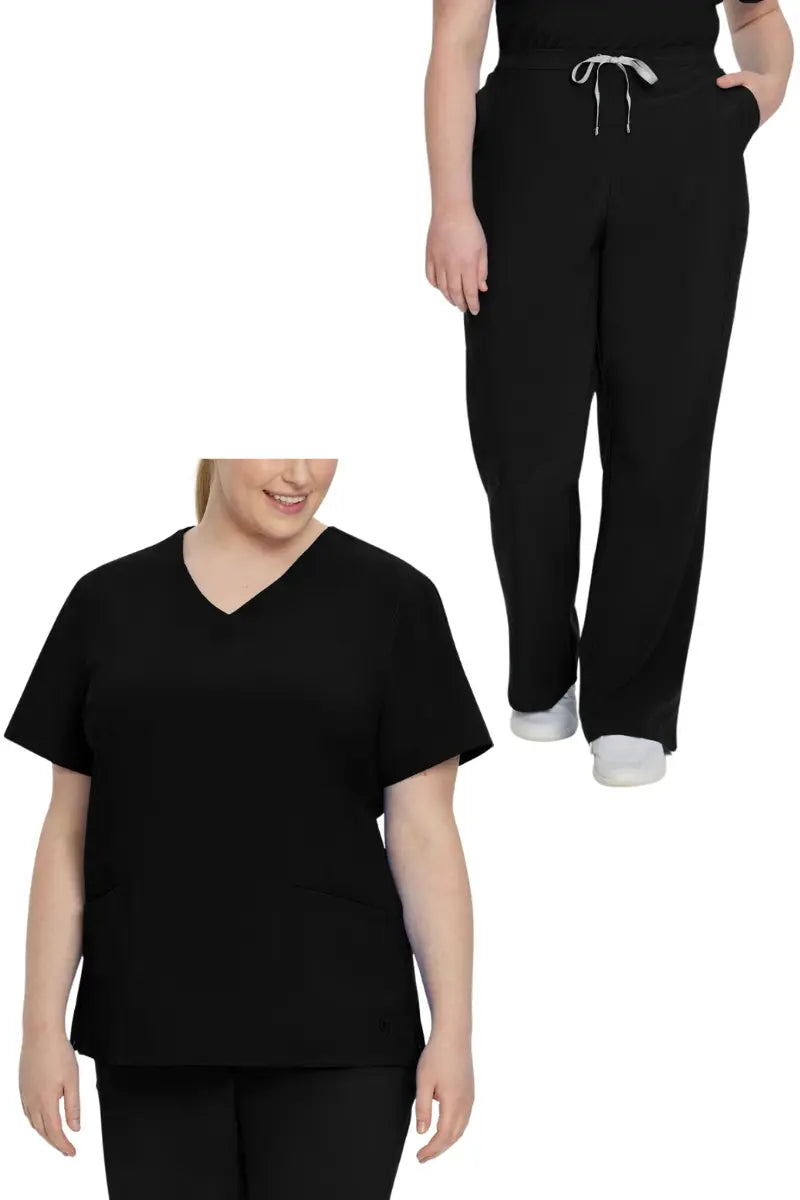 Urbane Performance Women's Tall Pants Scrub Set | Black Trendy Printed Pants