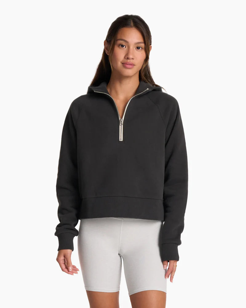 Vuori Restore Half Zip Hoodie - Washed Black Hoodie with Velcro Closure Adjustable Secure Vuori Restore Half Zip Hoodie - Washed Black Hoodie with Velcro Closure Adjustable Secure