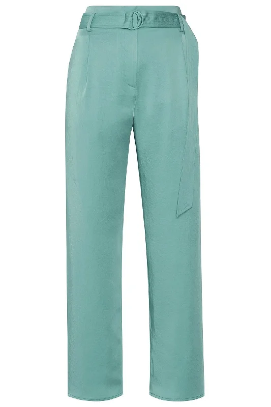 Lightweight Texture Satin Crop Pant - Sea Green Trendy Palazzo Pants