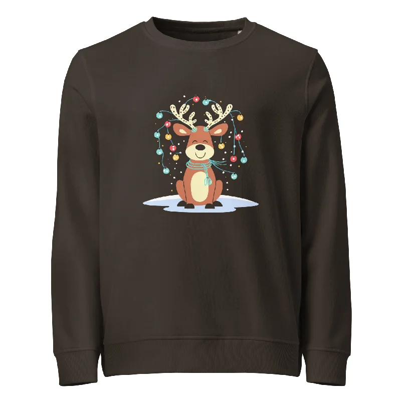 Brightful Reindeer Christmas Graphic Women Organic Sweatshirt Hoodie with Hem Fringe Bohemian Relaxed Brightful Reindeer Christmas Graphic Women Organic Sweatshirt Hoodie with Hem Fringe Bohemian Relaxed