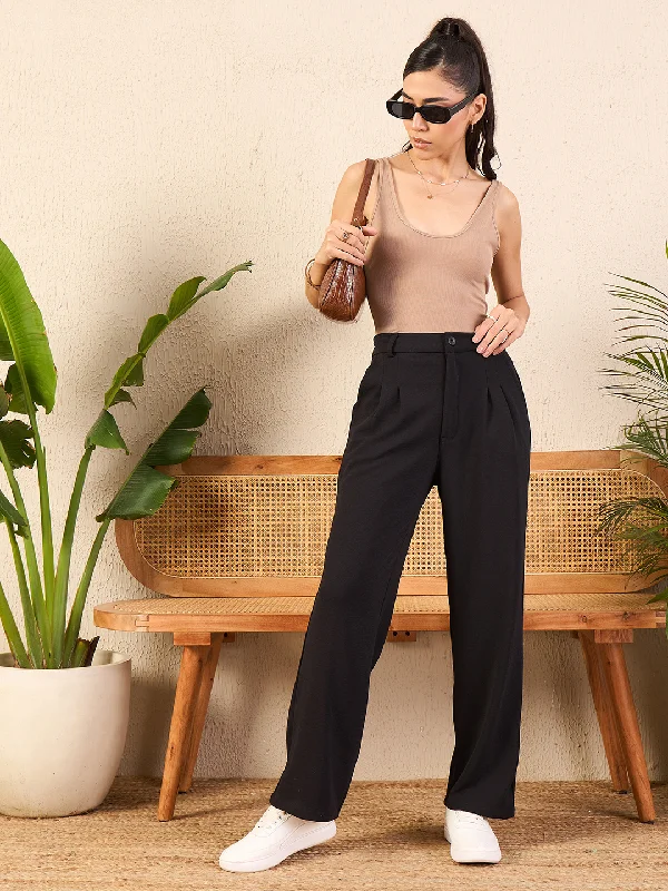 Relaxed Korean Front Pleated Pants Modern Skinny Pants