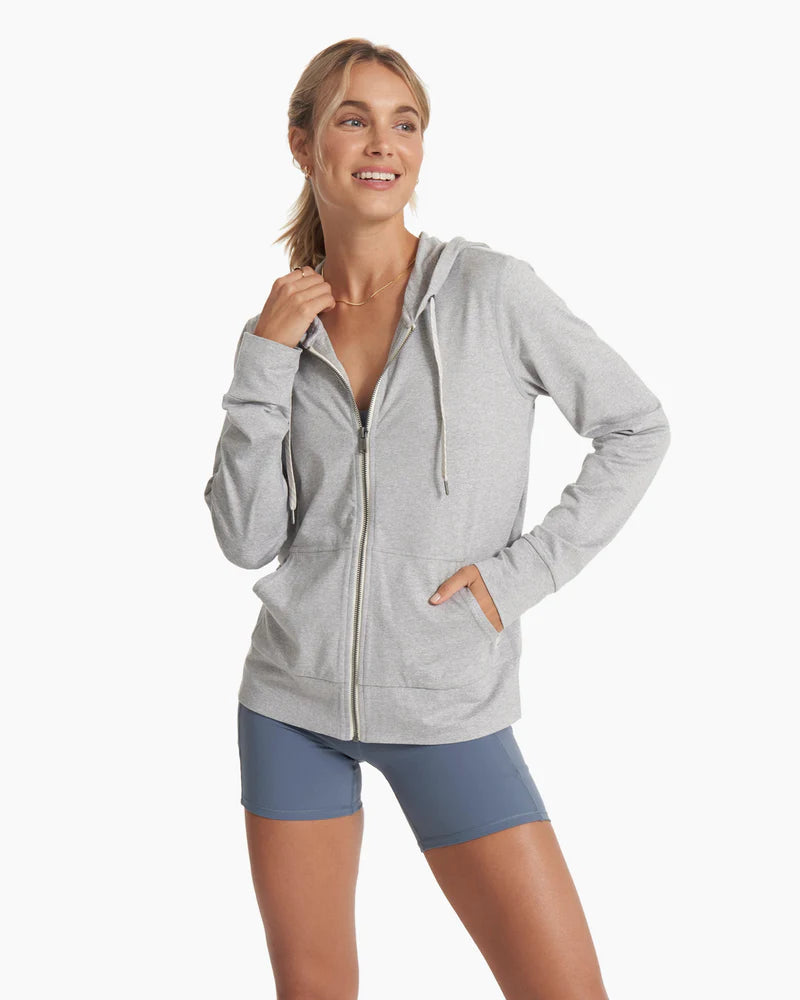 Vuori Halo Performance Hoodie 2 - Pale Grey Heather Hoodie with Double Zipper Versatile Adjustable Vuori Halo Performance Hoodie 2 - Pale Grey Heather Hoodie with Double Zipper Versatile Adjustable