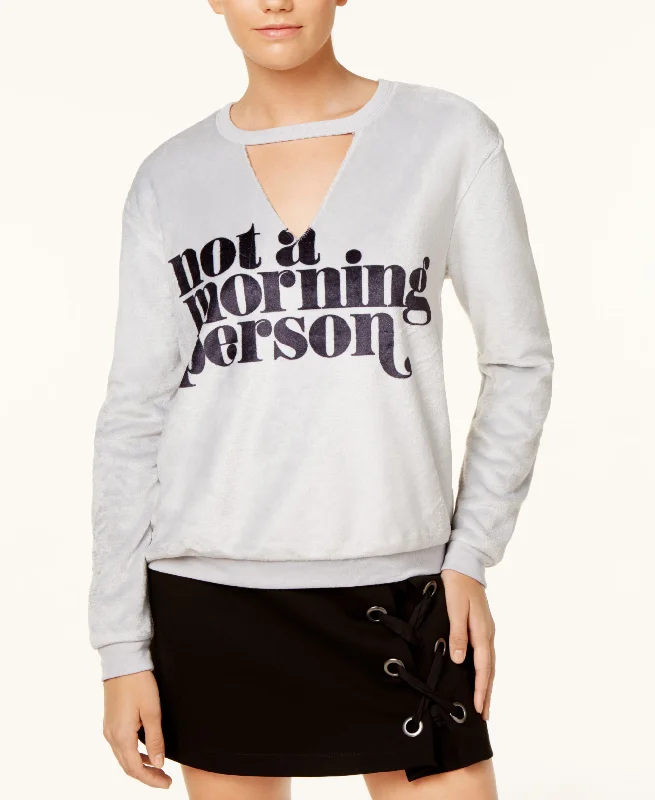 Hybrid Juniors Plush Choker Graphic Sweatshirt Hoodie with Half-Zip Sporty Casual