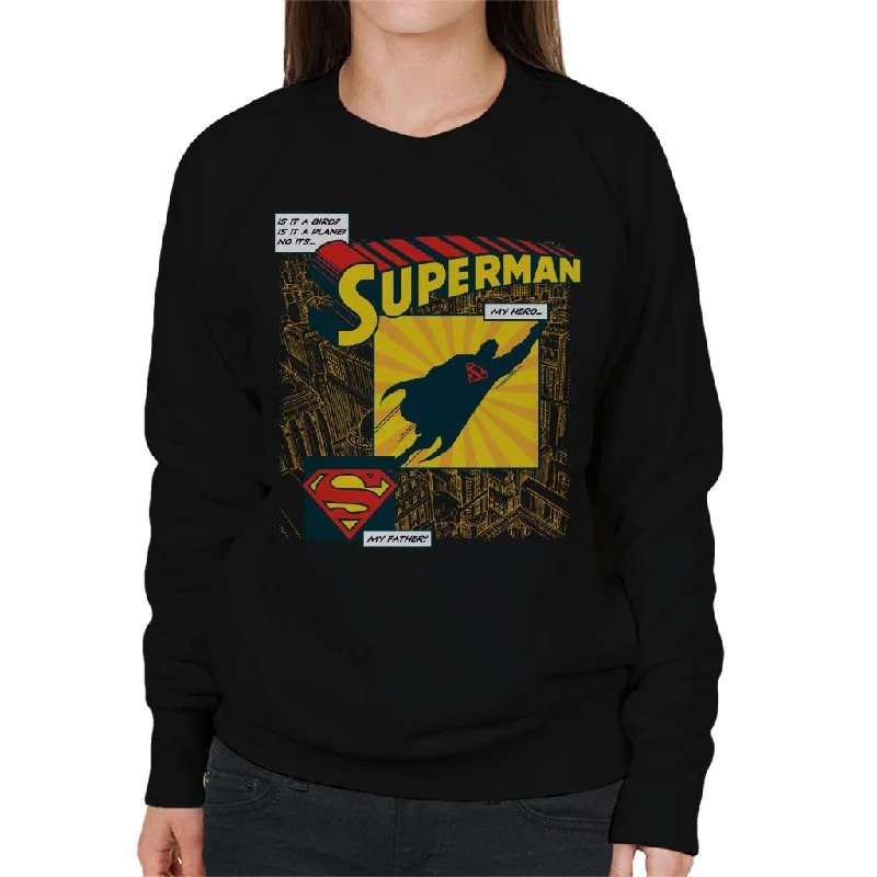 Superman Fathers Day My Hero My Father Women's Sweatshirt Hoodie with Relaxed Fit Easy Casual Superman Fathers Day My Hero My Father Women's Sweatshirt Hoodie with Relaxed Fit Easy Casual