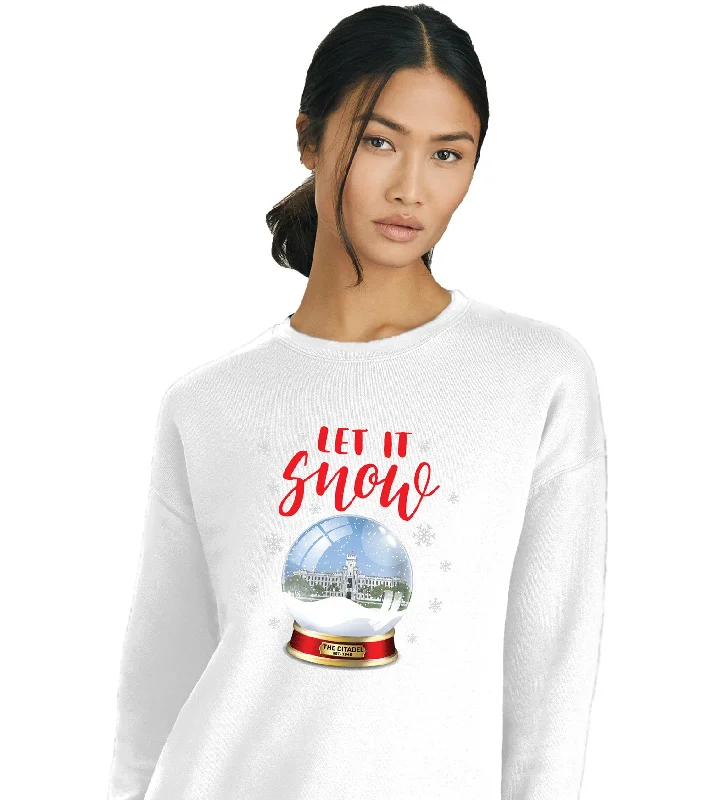 The Citadel, Padgett Thomas Barracks Snow Globe Design, Unisex Drop Shoulder Sweatshirt Hoodie with Snap Buttons Easy Quick The Citadel, Padgett Thomas Barracks Snow Globe Design, Unisex Drop Shoulder Sweatshirt Hoodie with Snap Buttons Easy Quick