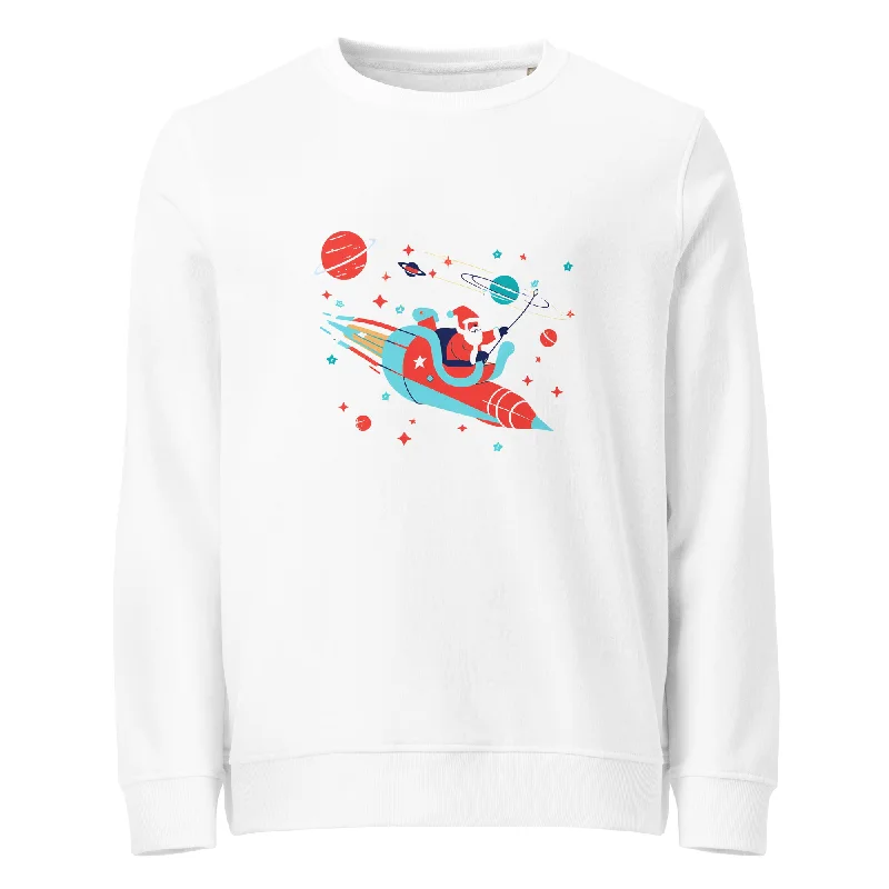 Rocket Ride to Christmas Graphic Women Organic Sweatshirt Hoodie with Snap Buttons Easy Quick Rocket Ride to Christmas Graphic Women Organic Sweatshirt Hoodie with Snap Buttons Easy Quick