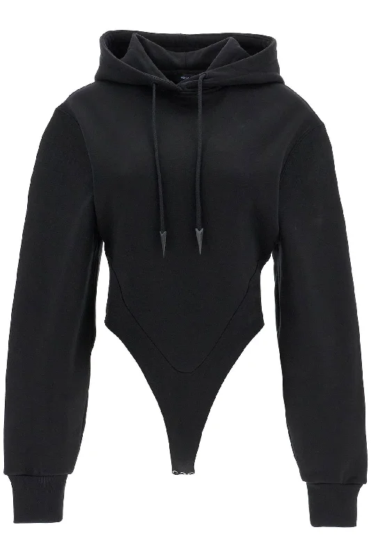 Body Sweatshirt With Hood  - Black Cotton Hoodie Fleece Lining Warmth