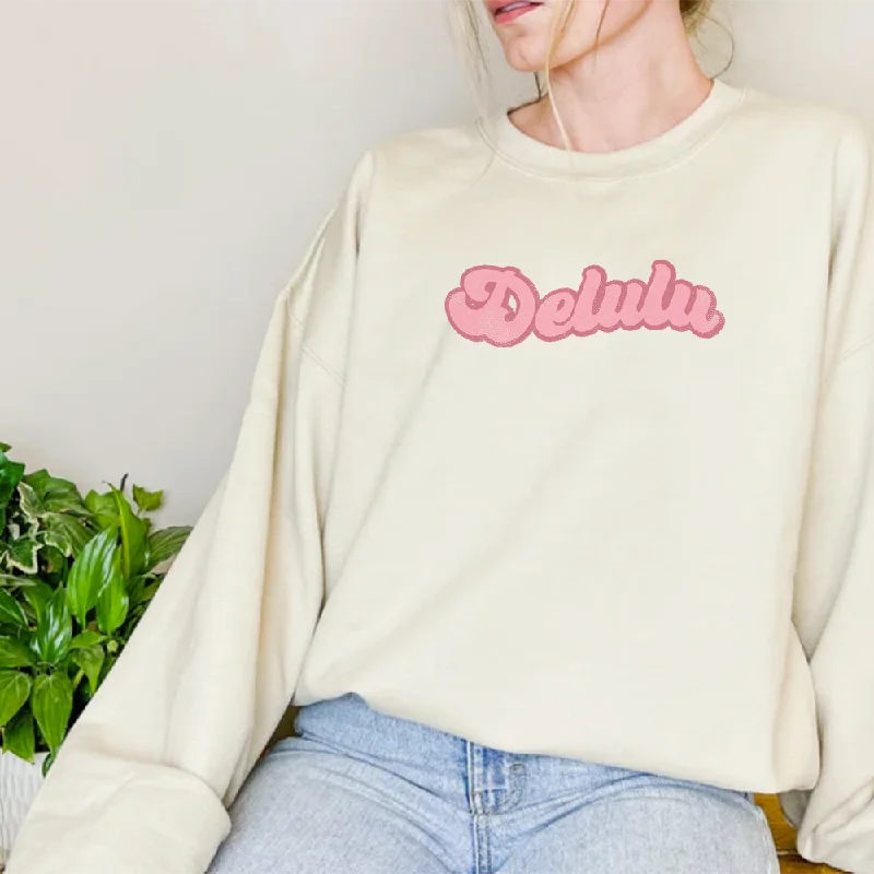 Delulu Faded Retro Women's Sweatshirt Hoodie with Hood Adjustable Protection