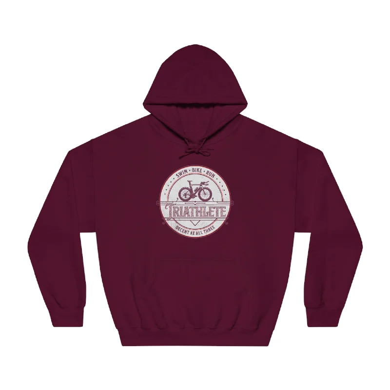 Triathlete - Decent at All Three Hoodie - Unisex Hoodie with Mesh Breathable Sporty