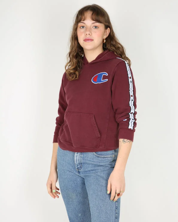 Vintage Champion side tape logo hoodie - S Hoodie with Embroidery Detailed Premium