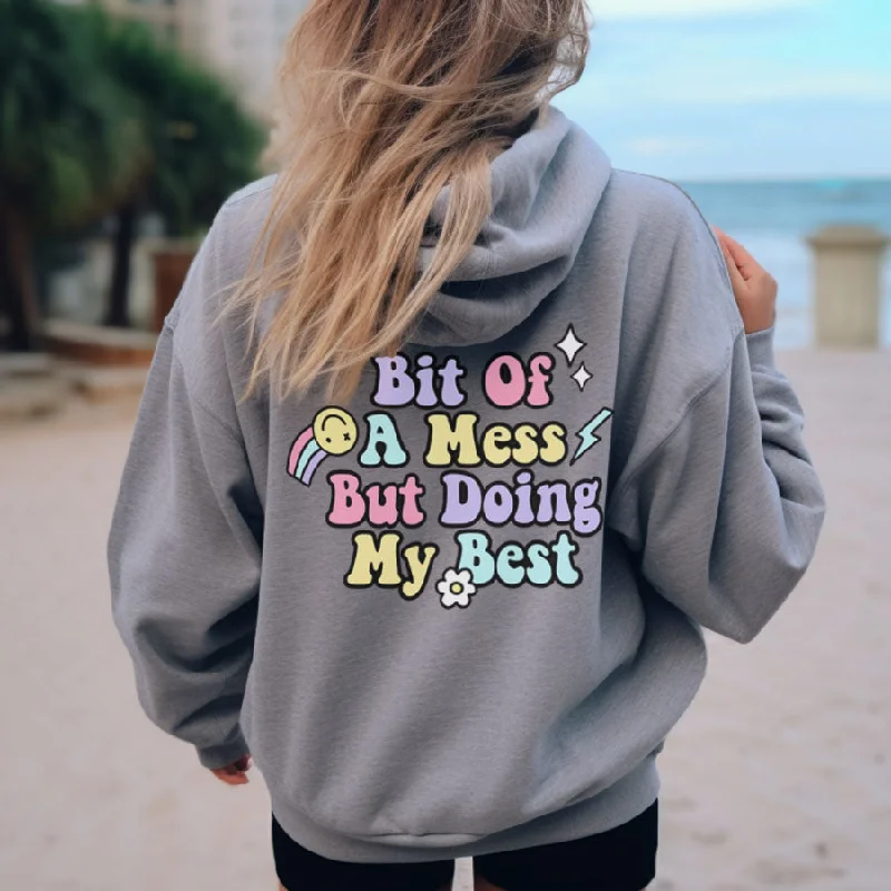 Bit Of A Mess (Doing My Best) Back Hoodie Hoodie with Emblem Brand Identity