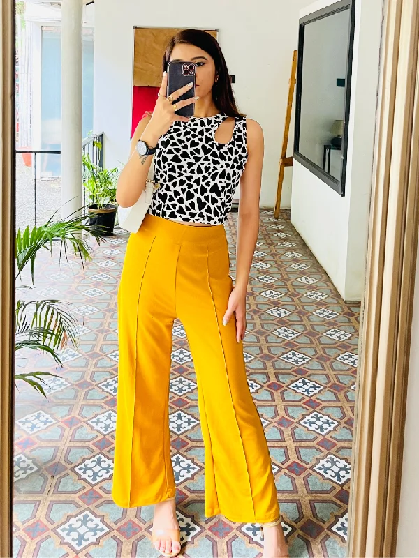 High Waisted Stretchy Parallel Pants Elegant High-Waist Pants