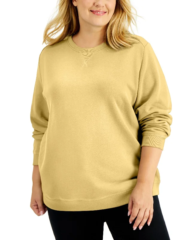 Karen Scott Plus Size Crewneck Sweatshirt Hoodie with Emblem Brand Identity
