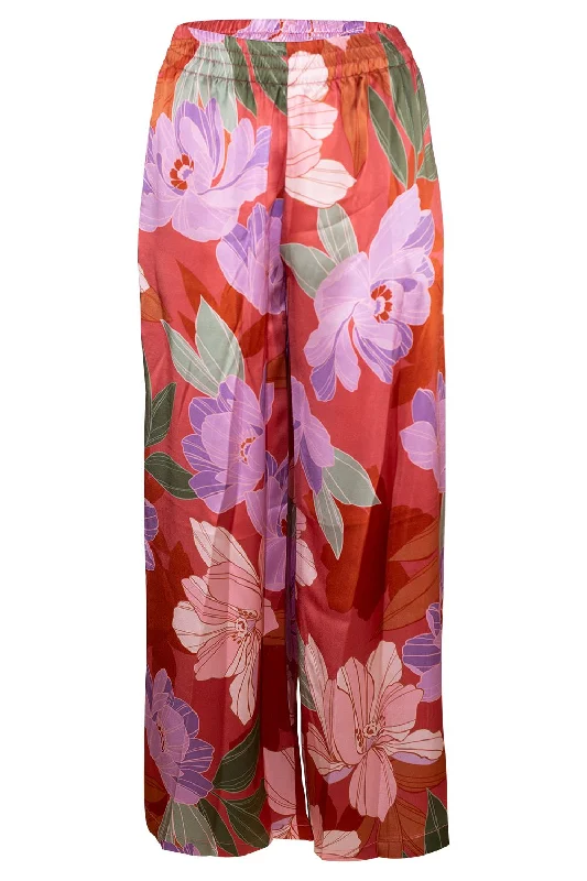 Jade Pant - Hibiscus Classic Pleated Pants