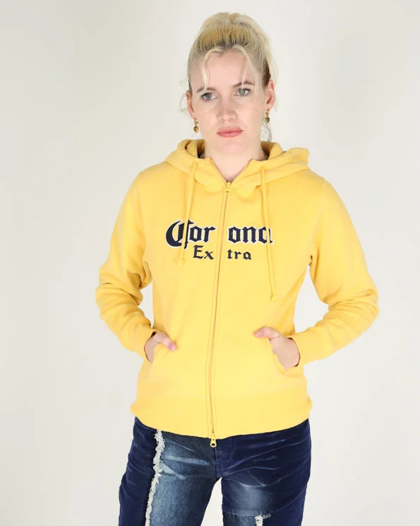 Vintage Corona Extra zip up hoodie - S Hoodie with Sequins Glamorous Eye-catching