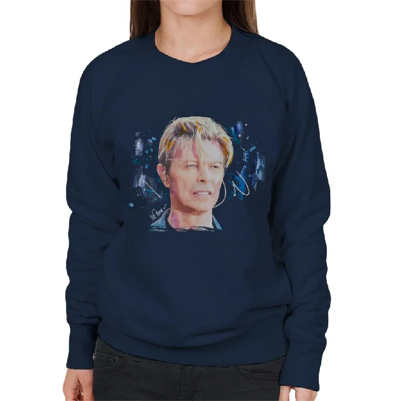 Sidney Maurer Original Portrait Of David Bowie Live Women's Sweatshirt Hoodie with Rhinestones Sparkly Elegant Sidney Maurer Original Portrait Of David Bowie Live Women's Sweatshirt Hoodie with Rhinestones Sparkly Elegant