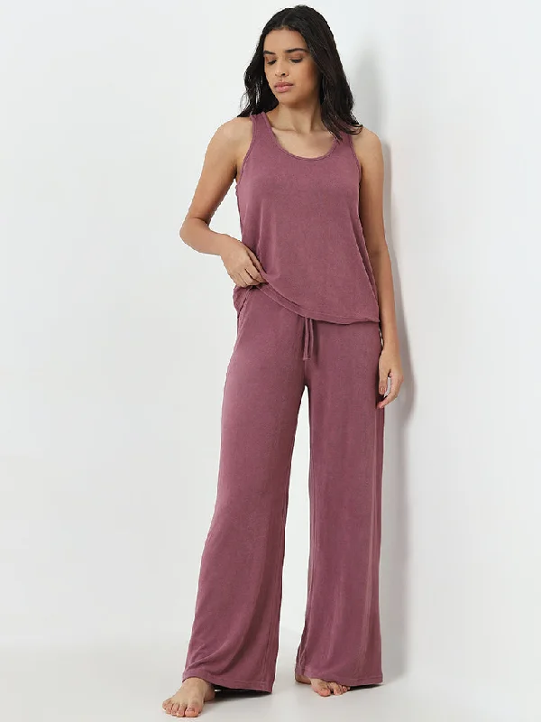 Wunderlove Mauve High-Rise Lounge Pants Modern Stretch Trousers