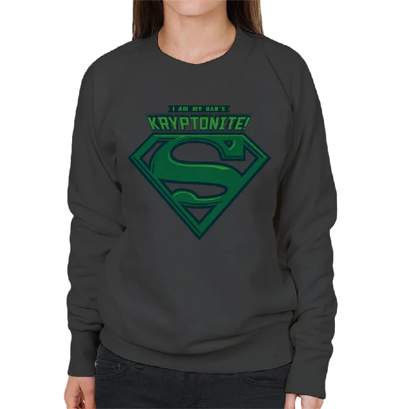 Superman I Am My Dads Kryptonite Fathers Day Women's Sweatshirt Hoodie with Raw Hem Edgy Unfinished Superman I Am My Dads Kryptonite Fathers Day Women's Sweatshirt Hoodie with Raw Hem Edgy Unfinished
