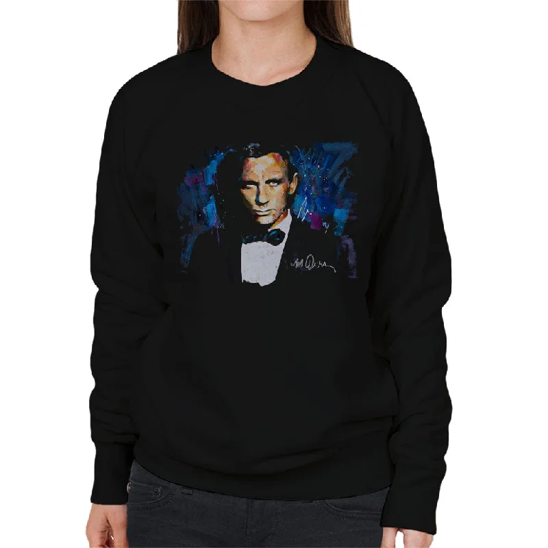 Sidney Maurer Original Portrait Of Daniel Craig James Bond Women's Sweatshirt Hoodie with Sequins Glamorous Eye-catching Sidney Maurer Original Portrait Of Daniel Craig James Bond Women's Sweatshirt Hoodie with Sequins Glamorous Eye-catching
