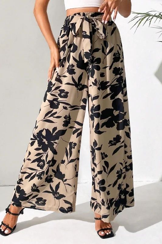 Printed Tied Wide Leg Pants Cozy Jogger Leggings