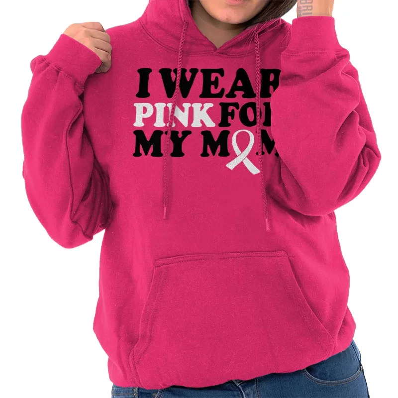 Wear Pink For My Mom Hoodie Hoodie with Zipper Placket Modern Functional