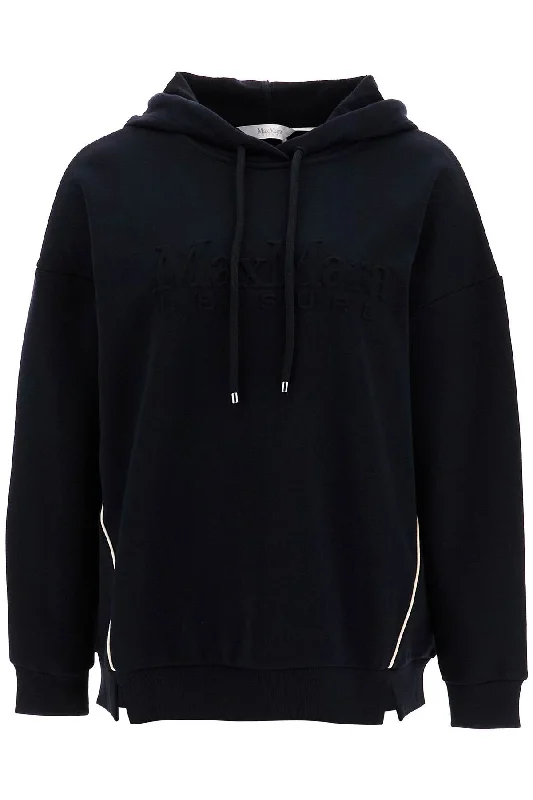 Hooded Sweatshirt With Piping  - Black Hoodie with Longline Fit Extended Stylish