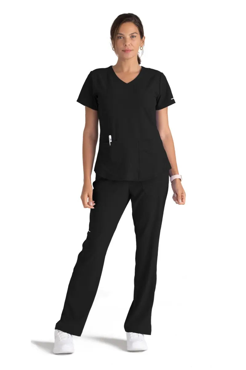 Skechers Women's Scrub Set Breeze Top & Reliance Pant | Black Comfy Cargo Trousers