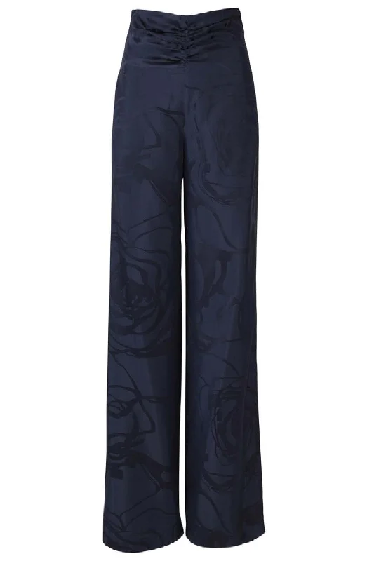 Casey Pant - Navy Jacquard Chic Capri Pants