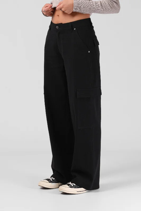 Cargo Pant - Black High-Waist Trousers