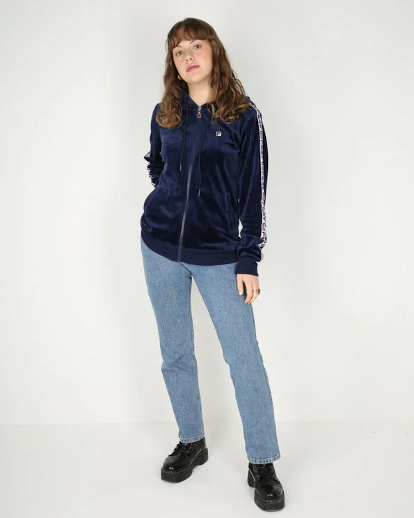 Fila blue logo velour track hoodie - M Hoodie with Double Zipper Versatile Adjustable Fila blue logo velour track hoodie - M Hoodie with Double Zipper Versatile Adjustable