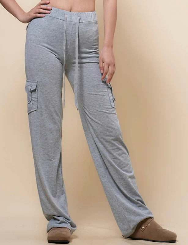 Ladies Solid Color Stright Leg Pockets Pants SKP41006 Trendy Palazzo Pants
