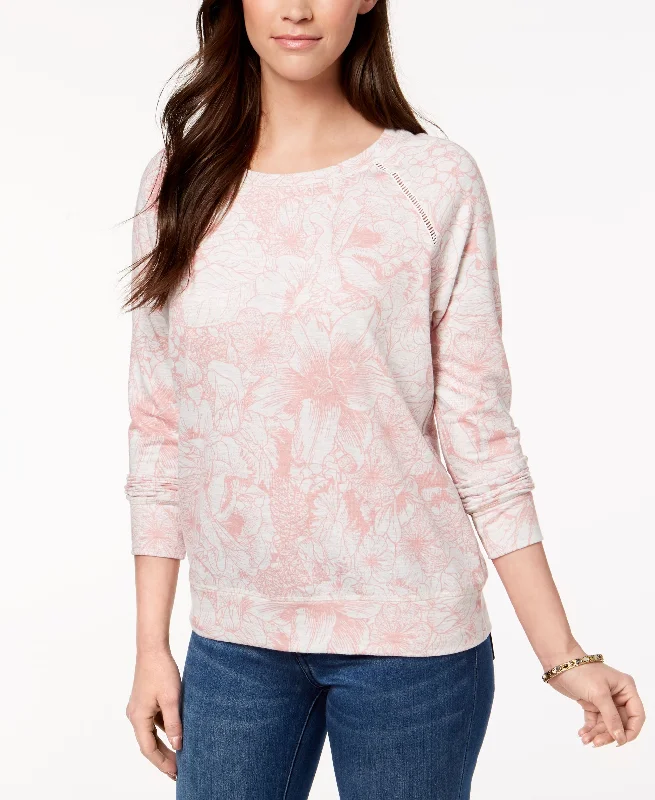 Style & Co Printed Sweatshirt Hoodie with Ribbed Neckline Snug Warm