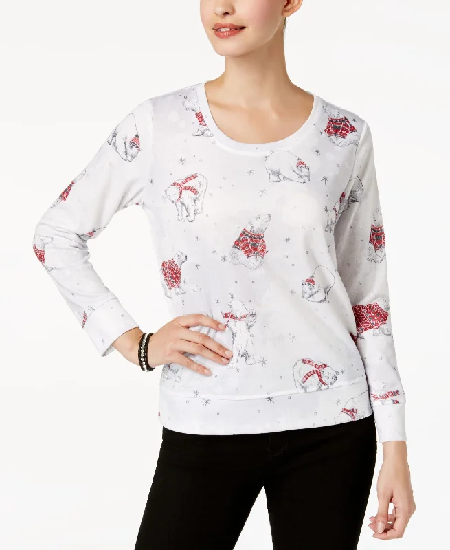 Style & Co Petite Embellished Polar Bear Print Sweatshirt Hoodie with Ribbed Neckline Snug Warm Style & Co Petite Embellished Polar Bear Print Sweatshirt Hoodie with Ribbed Neckline Snug Warm