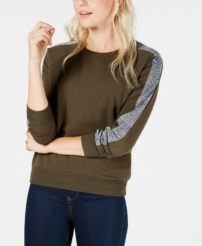 Hippie Rose Juniors Contrast Sweatshirt Hoodie with Button Placket Classic Preppy