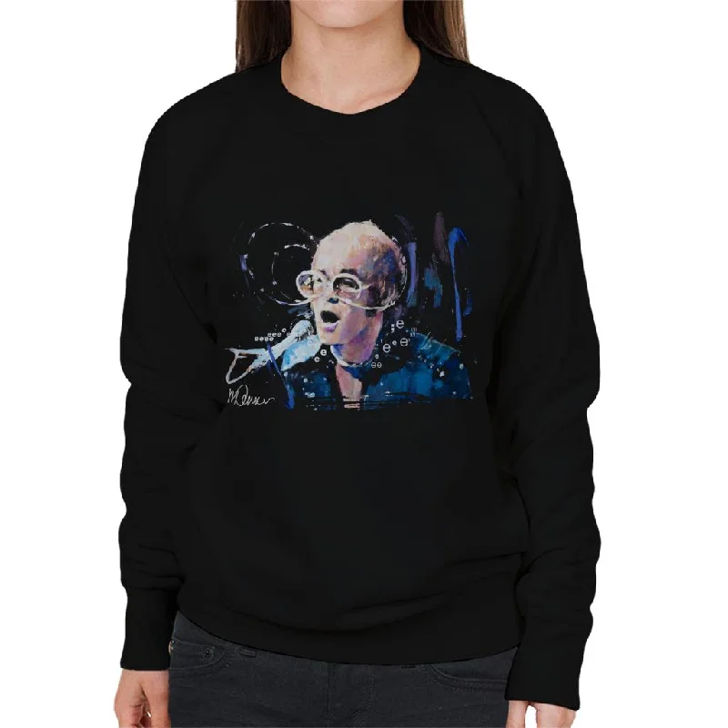 Sidney Maurer Original Portrait Of Elton John May Sunglasses Women's Sweatshirt Hoodie with Frayed Bohemian Relaxed Sidney Maurer Original Portrait Of Elton John May Sunglasses Women's Sweatshirt Hoodie with Frayed Bohemian Relaxed