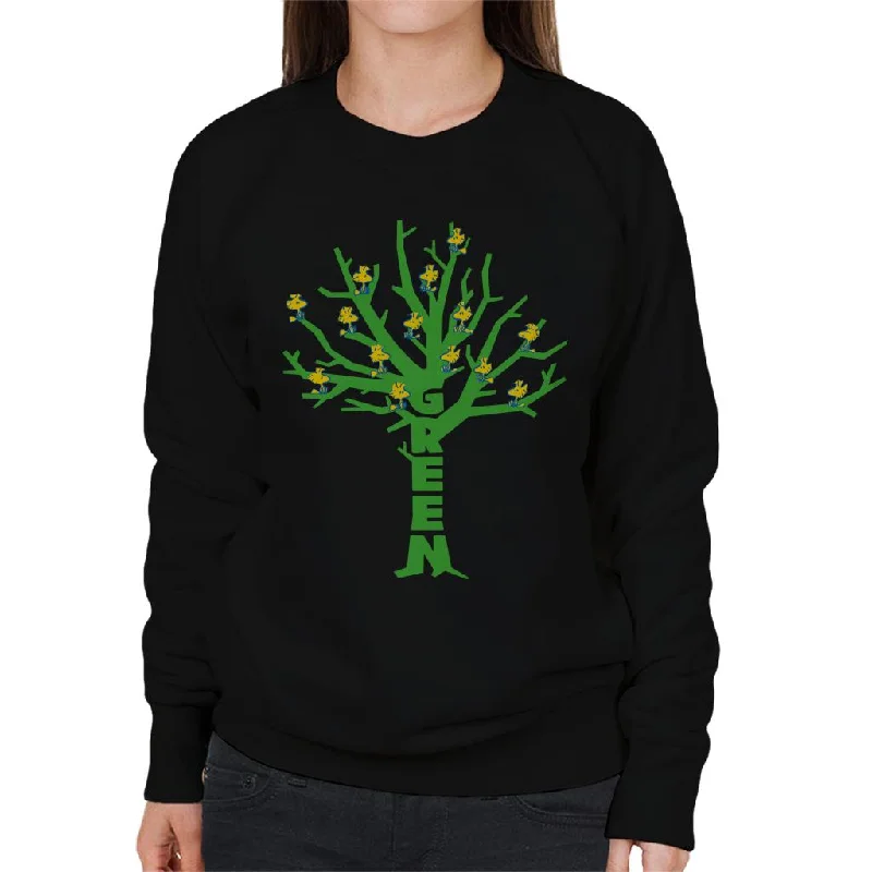 Peanuts Woodstock Green Tree Women's Sweatshirt Hoodie with Velcro Closure Adjustable Secure Peanuts Woodstock Green Tree Women's Sweatshirt Hoodie with Velcro Closure Adjustable Secure