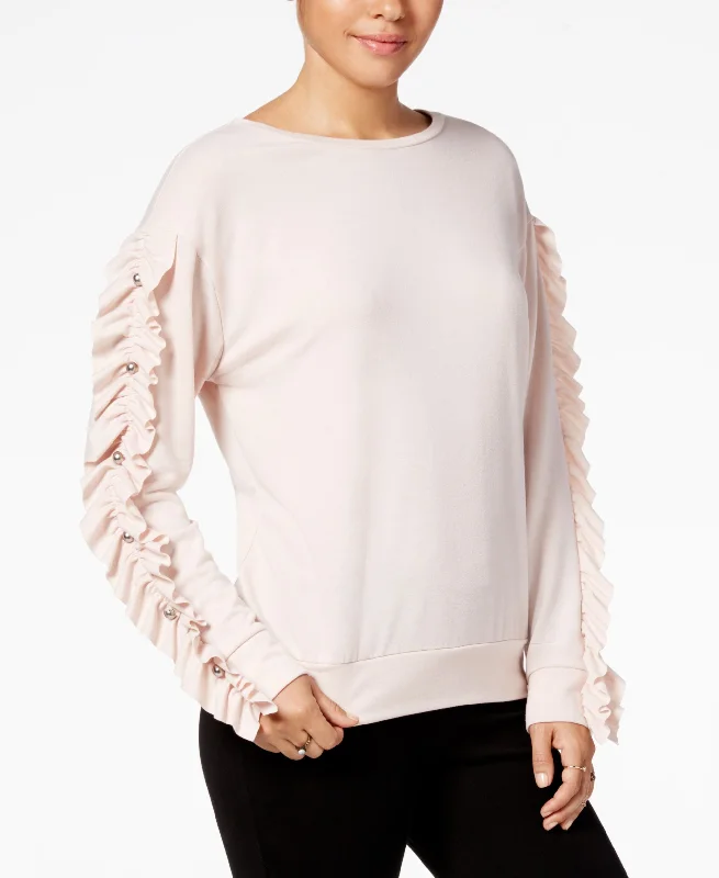 Gypsies Moondust Juniors Ruffle Sleeved Sweatshirt Hoodie with Raw Hem Edgy Unfinished Gypsies Moondust Juniors Ruffle Sleeved Sweatshirt Hoodie with Raw Hem Edgy Unfinished