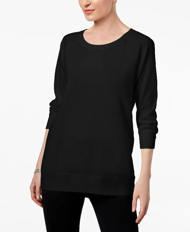 Karen Scott 3/4 Sleeve Sweatshirt Hoodie Crop Top Short Trendy