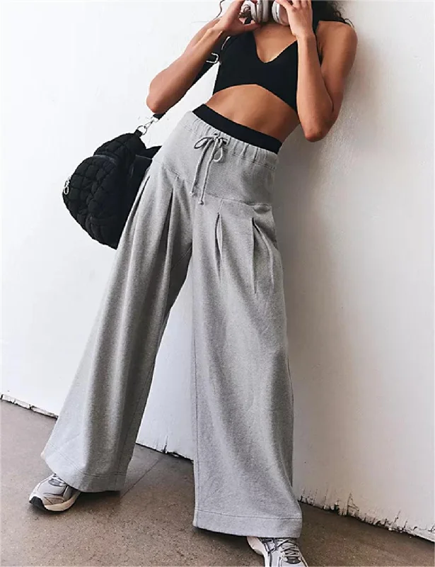 Ladies Solid Color Drawstring Soft Pants SKP602 Soft Stretch Pants