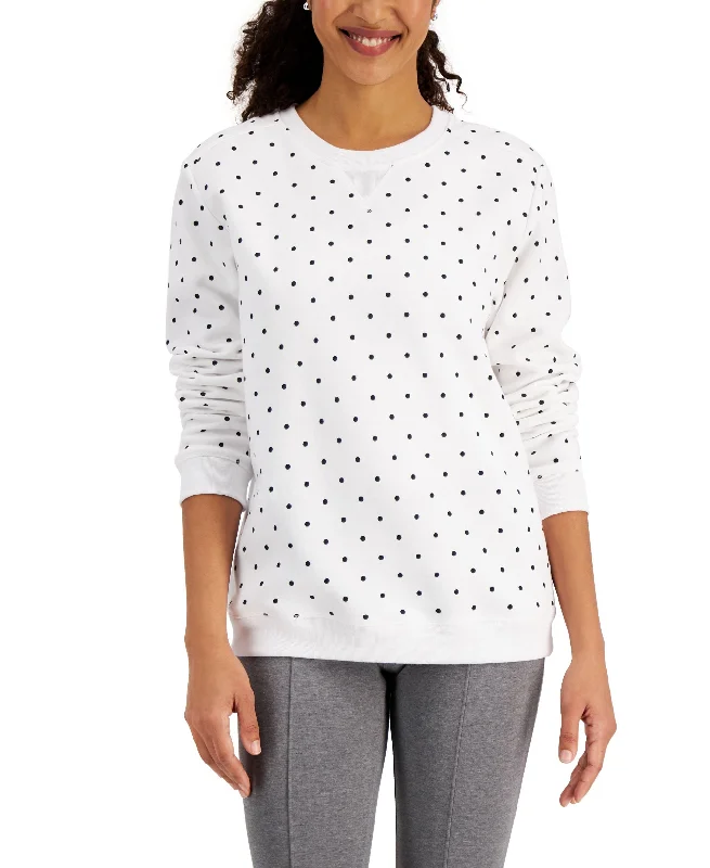 Karen Scott Simple Dot Sweatshirt Hoodie with Camouflage Military Edgy