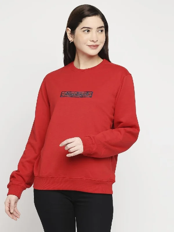 Reincarnated Sweatshirt Red Hoodie with Embroidery Detailed Premium